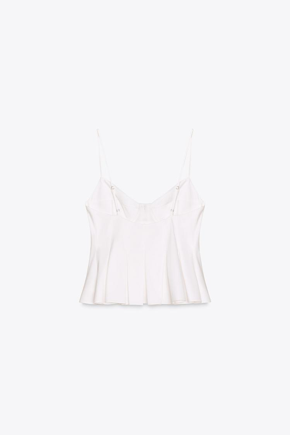 ZARA ТОП ИЗ ПОПЛИНА С ПЛИССИРОВКОЙ, БЕЛЫЙ