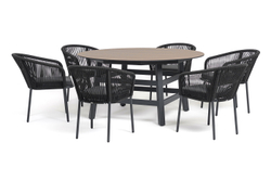 "Рио" обеденная группа на 6 персон, стол HPL "дуб", цвет темно-серый