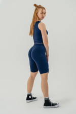 ШОРТЫ С ВЫСОКОЙ ТАЛИЕЙ HIGH WAISTED BIKER SHORTS 10″ GYM THERAPY 628  СИНИЙ
