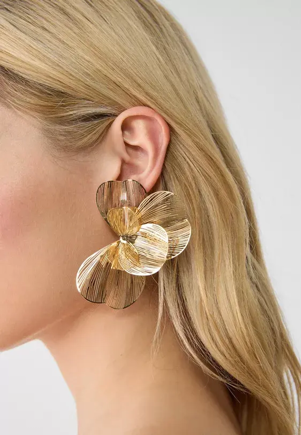 STRADIVARIUS Серьги-веера с макси цветами, золотой