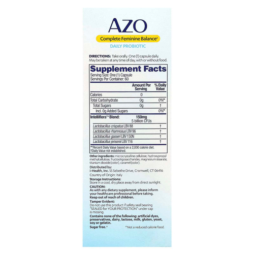AZO, Complete Feminine Balance®, пробиотик для ежедневного приема, 60 капсул