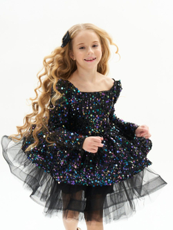 Нарядное новогоднее платье с пайетками Уэнсдэй