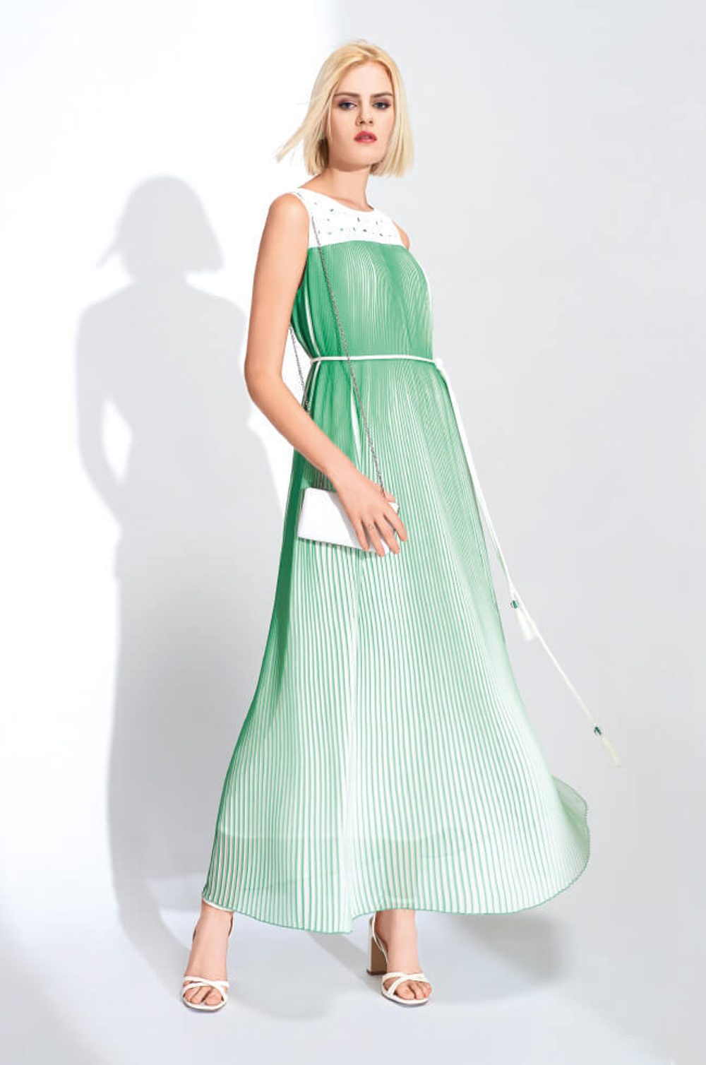 51169 Платье женское (молочный / зеленый)