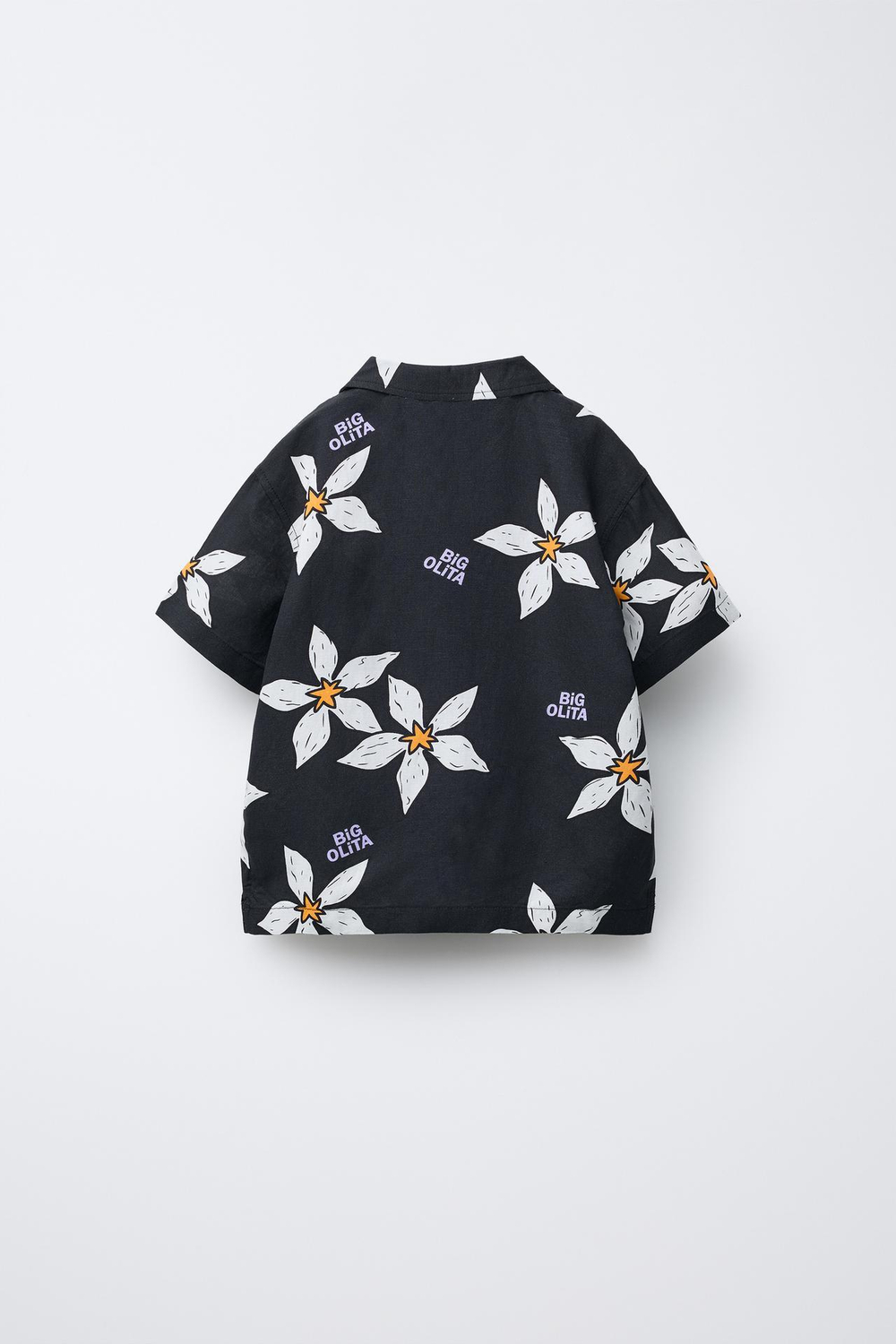 ZARA РУБАШКА С ЦВЕТОЧНЫМ ПРИНТОМ И НАДПИСЬЮ, ЧЕРНЫЙ