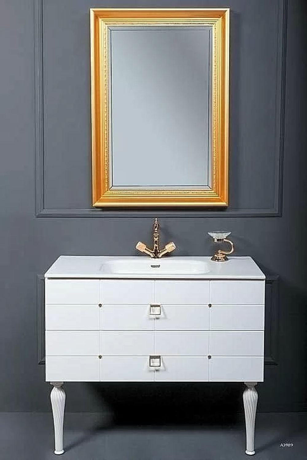 Тумба с раковиной Armadi Art Vallessi Avantgarde Piazza 100 белая с золотом