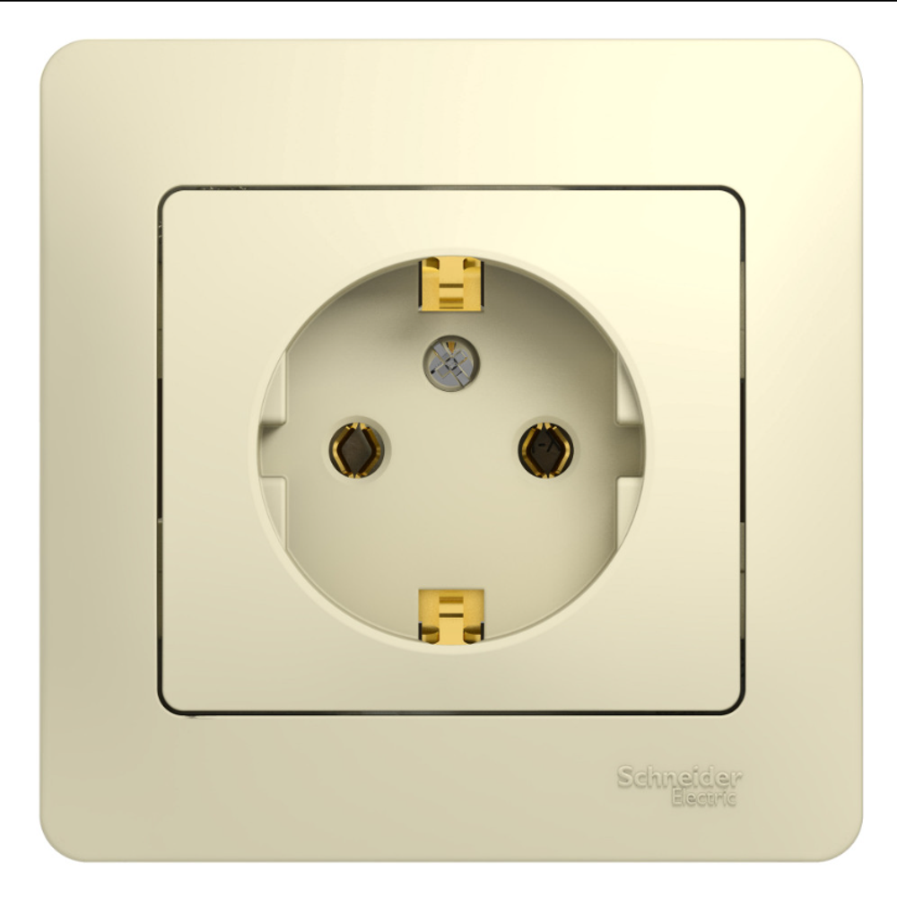 Розетка Systeme Electric Glossa Беж с/з (в сборе с рамкой)