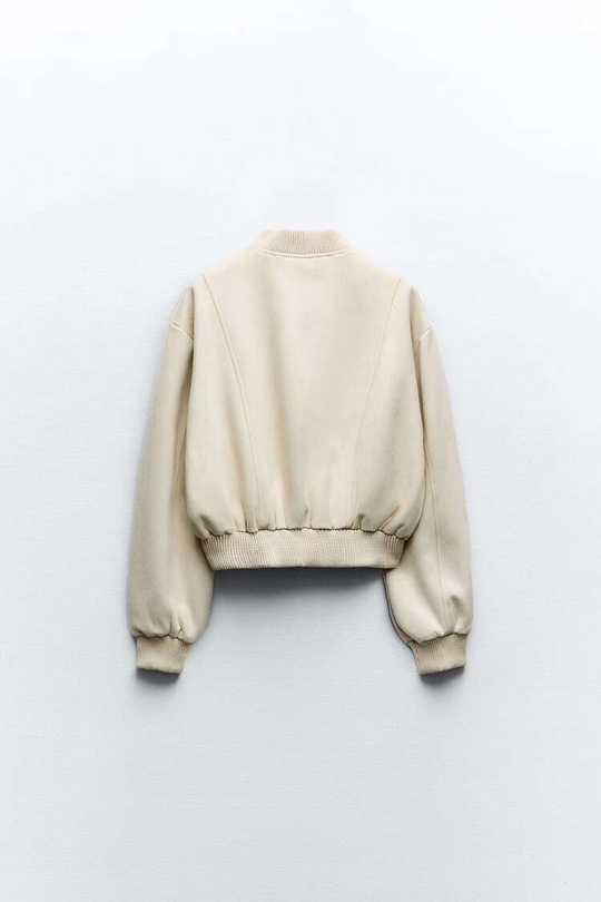ZARA БОМБЕР ИЗ ИСКУССТВЕННОЙ ЗАМШИ, ЭКРЮ