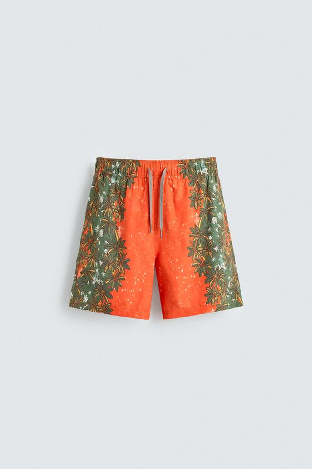 ZARA ДЛИННЫЕ ПЛАВКИ С ЦВЕТОЧНЫМ ПРИНТОМ, КОРАЛЛОВЫЙ