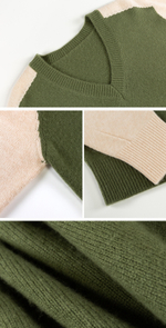 Бесшовный шерстяной свитер с v-образным вырезом