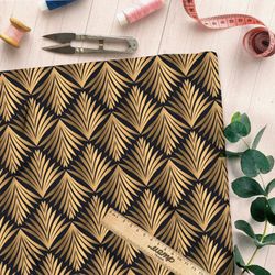 Ткань дюспо золотистые листочки в квадрате