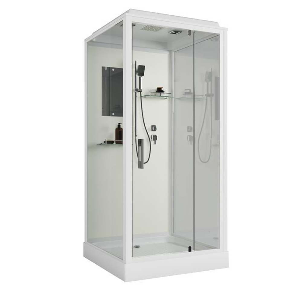 Душевая кабина Niagara Standart ST80/15Q (80х80х215) квадрат,поддон 15см,распашная,проф.белый,3 места