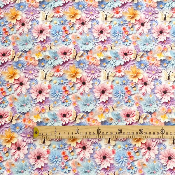 ИМИТАЦИЯ ЦВЕТОЧНОЙ ВЫШИВКИ #6, 100% хлопок Handmade Fabrics 2