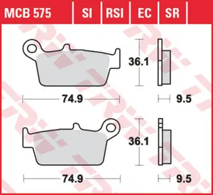 Колодки тормозные дисковые TRW MCB575