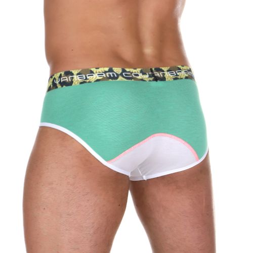Мужские брифы зеленые с белой вставкой Van Baam