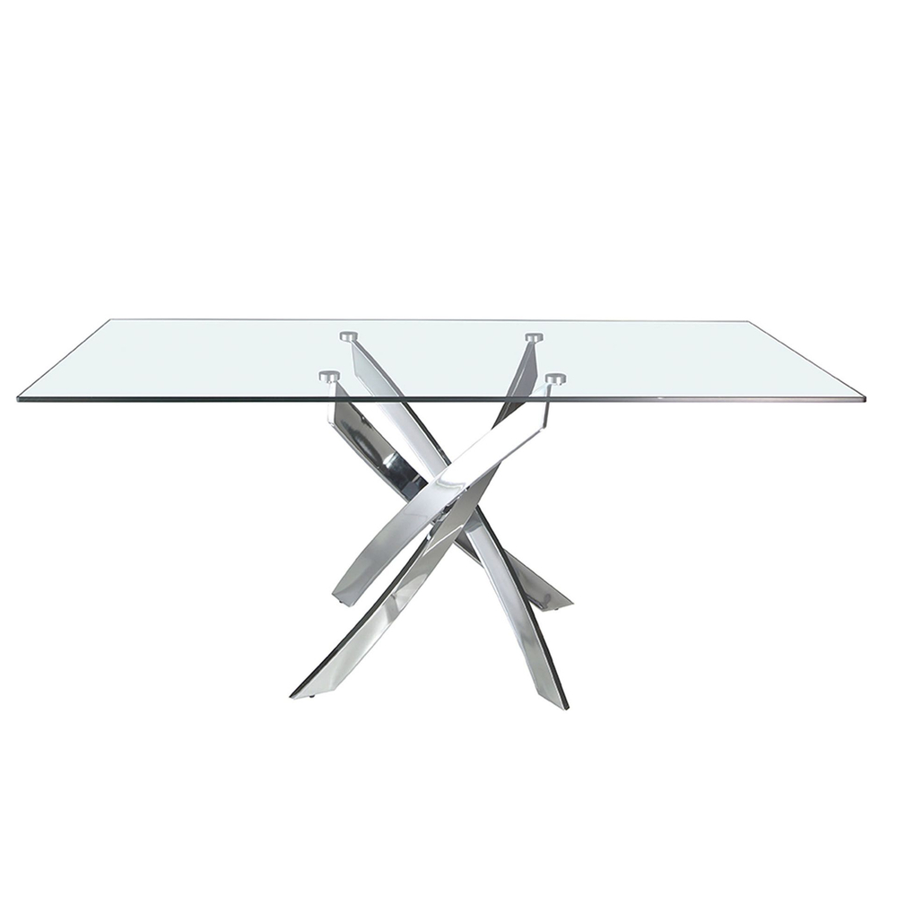 Стол обеденный прямоугольный Angel Cerda F2133 /1061 стекло 140x95 с ножками из нержавеющей стали