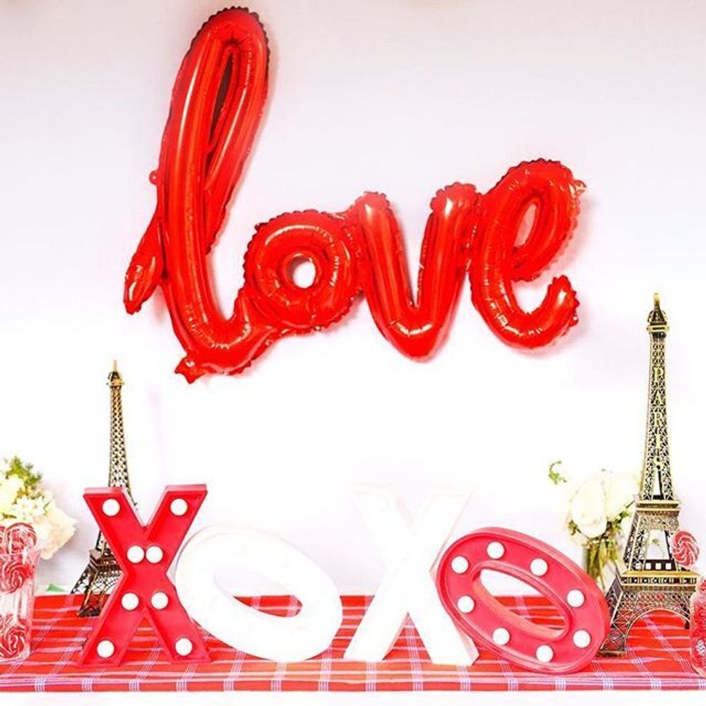 Шар (41''/104 см) Фигура, Надпись "Love", Красный, 1 шт.