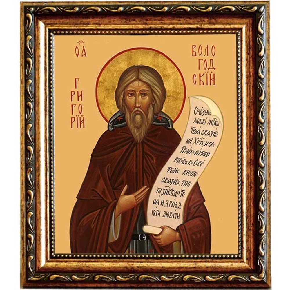 Григорий Пельшемский, Вологодский, преподобный игумен. Икона на холсте.