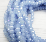 БМ006ДС46 Хрустальные бусины "рондель", цвет: светло-голубой матовый AB, 4х6 мм, кол-во: 58-60 шт.