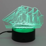 Светильник ночник «3D-Корабль» на пластиковой подставке, с включателем USB