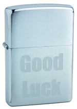 Зажигалка ZIPPO Classic Brushed Chrome™ с надписью "Good Luck" ZP-200 Good Luck