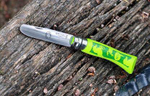 Нож My First Opinel 07 inox, закругленное лезвие, зеленый с рисунком