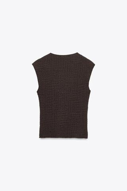 ZARA ТОП БЕЗ РУКАВОВ, ШОКОЛАДНЫЙ