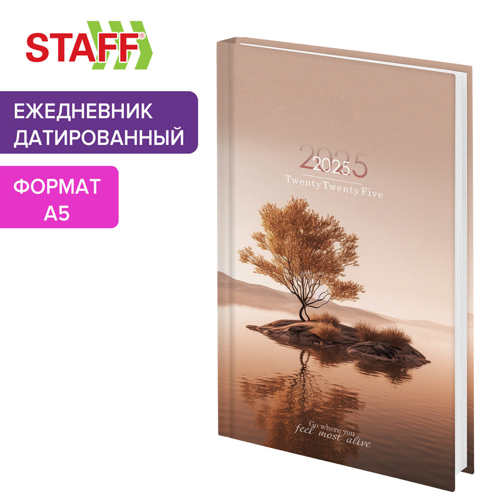 Ежедневник датированный 2025 145х215 мм А5 STAFF ламинированная обложка "Relaxation" (4 штуки в упаковке)