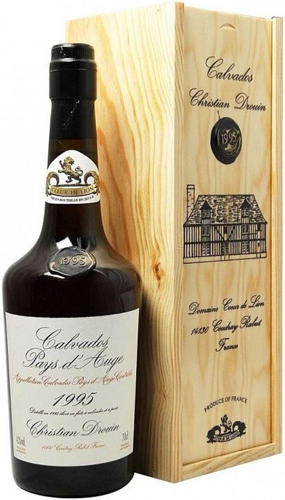 Кальвадос Coeur de Lion Calvados Pays d&#39;Auge 1995 wooden box, 0.7 л