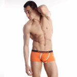 Оранжевые трусы-хипсы с черной резинкой и надписью Movere (Размер: M) (Цвет: оранжевый с черным)