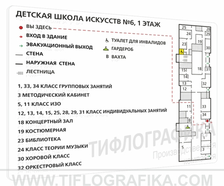 600х800 мм (ПВХ 3 мм) Тактильная мнемосхема ГОСТ, полноцветная