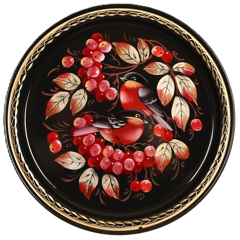 Жостовский поднос декоративный, размер 22 см (A5), металлический