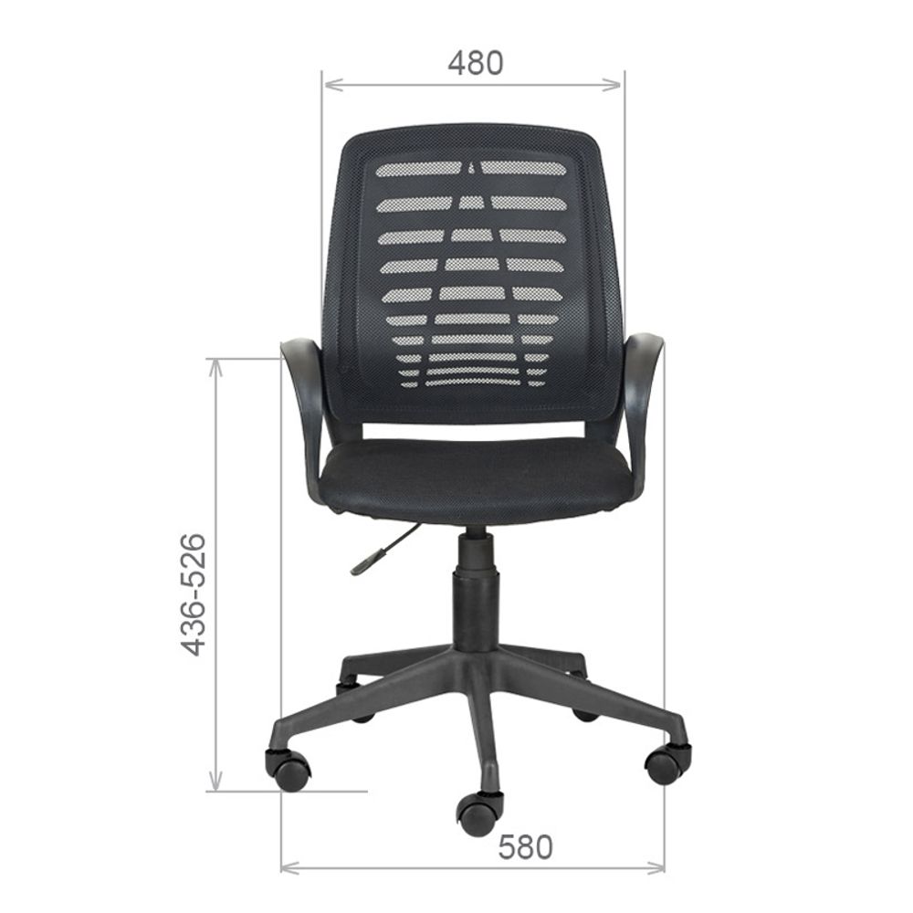 Кресло оператора Olss "Ирис", спинка сетка черная, сиденье ткань TW черная, опора-пиастра