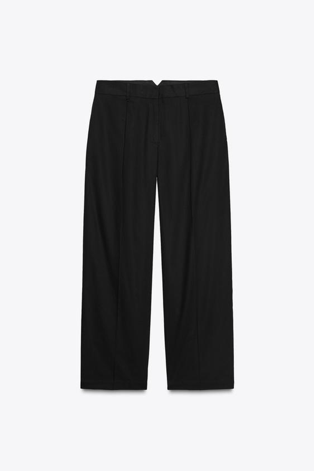 ZARA БРЮКИ ИЗ ПОПЛИНА С ЗАЩИПАМИ, ЧЕРНЫЙ