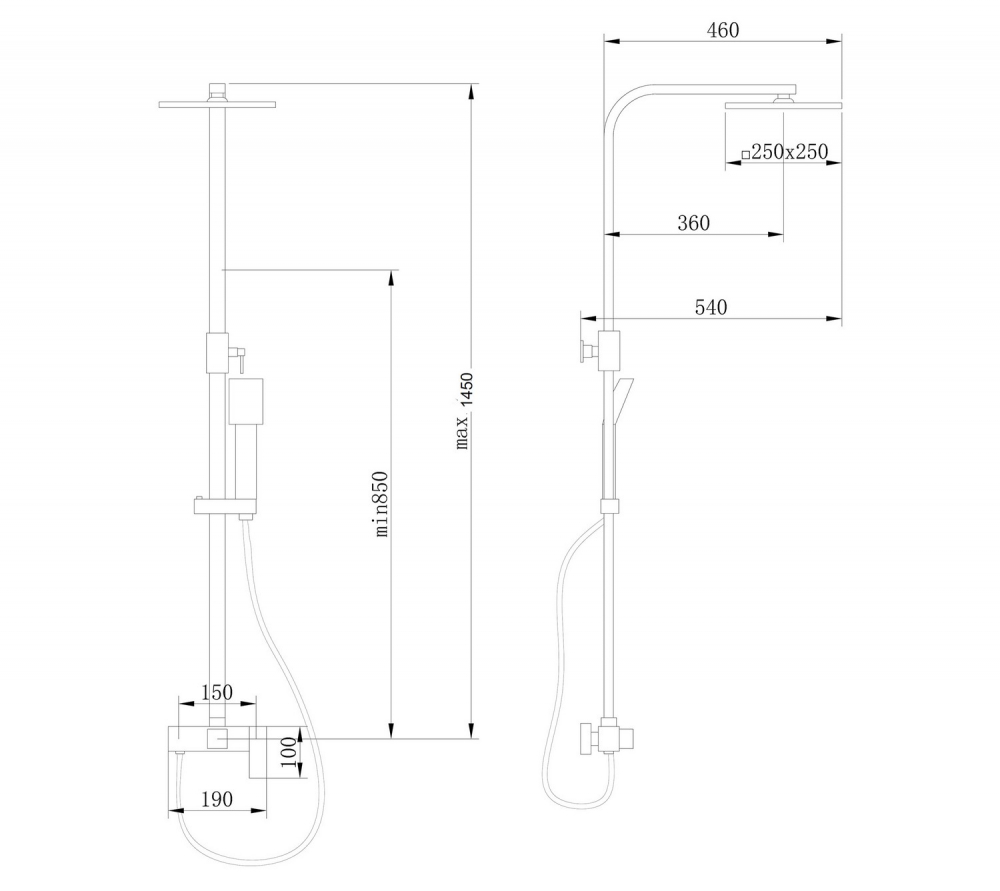 Душевая стойка ABBER Daheim AF8220SPL без излива, сатин