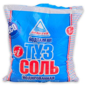 Соль пищевая Аралтұз йодированная 1 кг/пач 30 пач/меш
