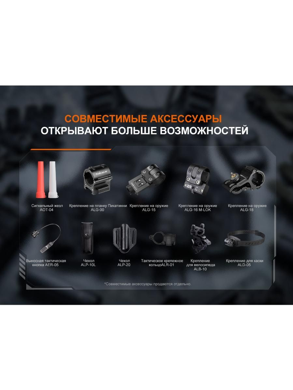 Фонарь Fenix тактический TK17 светло-серый хаки 3600 люмен