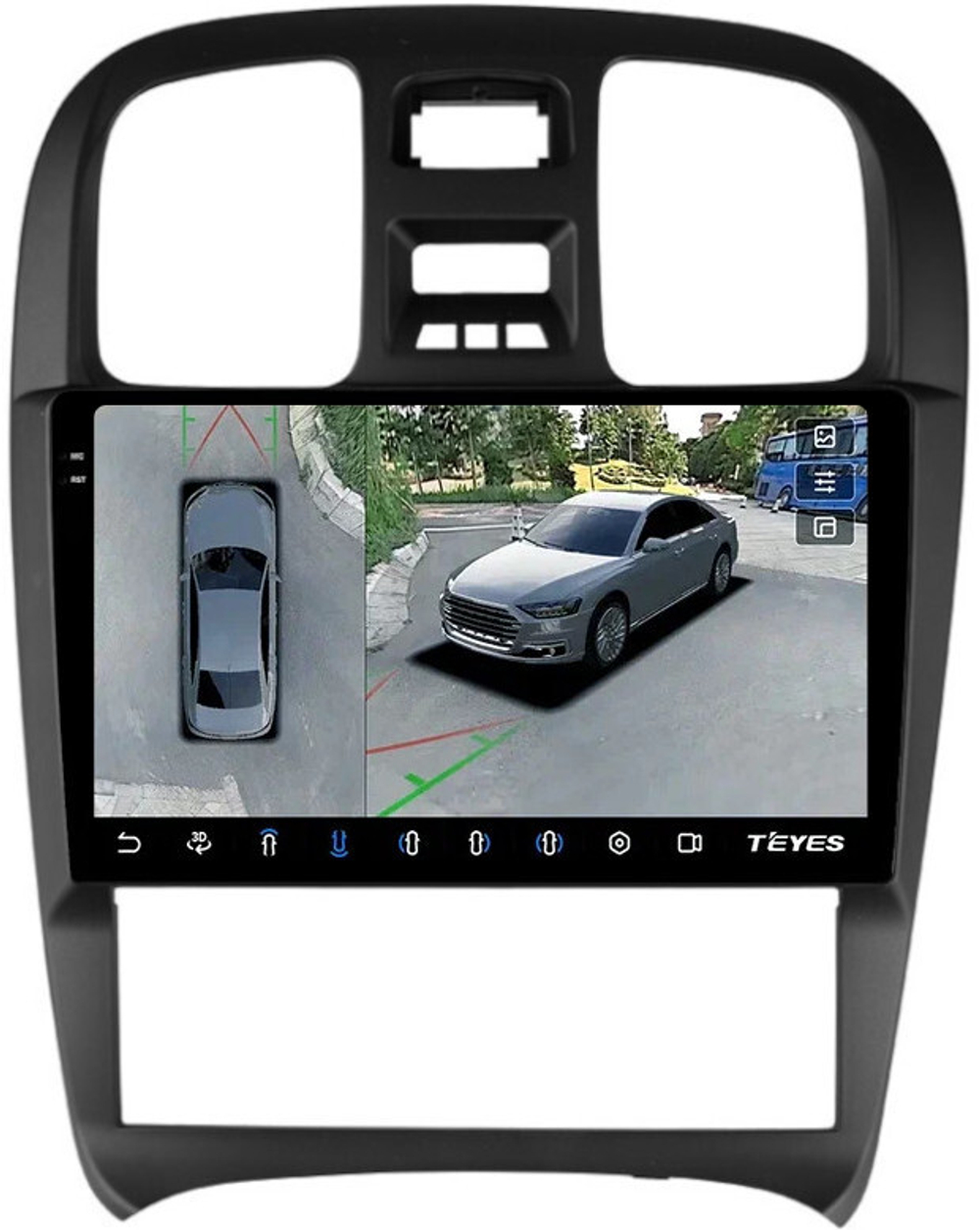 Магнитола для Hyundai Sonata 4 EF 2001-2013 - Teyes CC3-2K-360 на Android 10, 2K QLED, 6Гб+128Гб, CarPlay, 4G SIM-слот, 4 камеры в комплекте