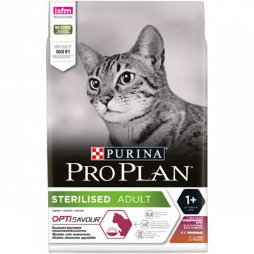 Purina Pro Plan Sterilised для стерилизованных кошек и кастрированных котов, утка и печень