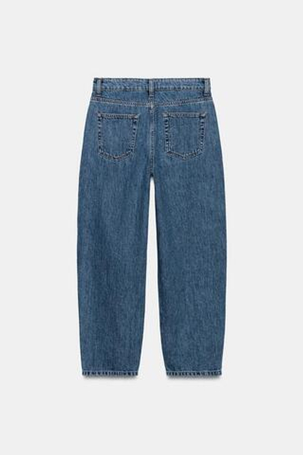 ZARA ЗАУЖЕННЫЕ ДЖИНСЫ СО СРЕДНЕЙ ПОСАДКОЙ — ZW COLLECTION, СИНИЙ
