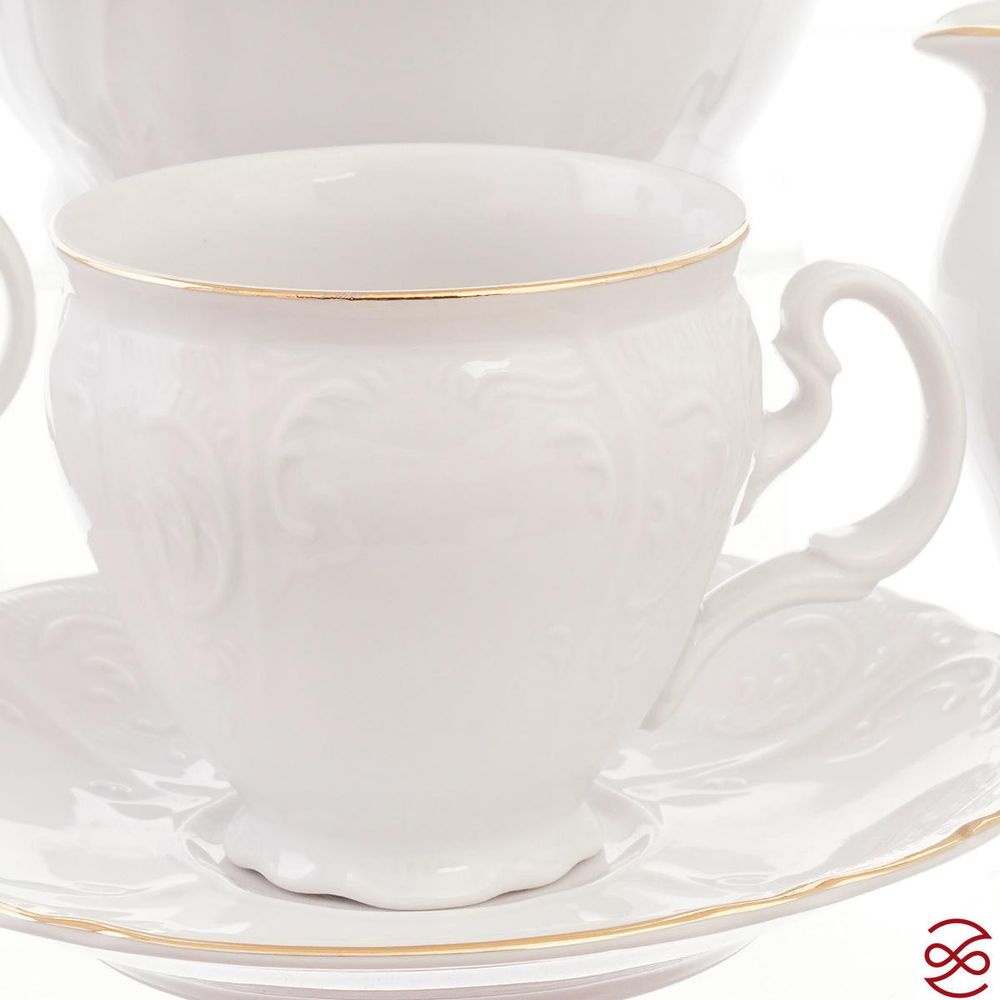 Кофейный сервиз Bernadotte Белый узор 6 персон 17 предметов