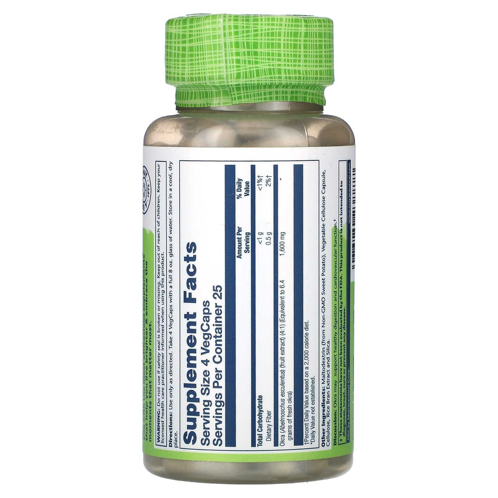 Solaray, True Herbs, бамия, 100 растительных капсул (400 мг на капсулу)