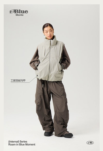 Брюки Nothomme Blue Plaid Fleece-Lined Wide-Leg Cargo Pants