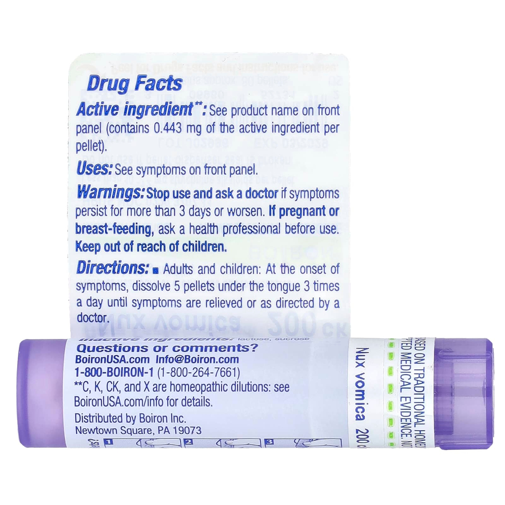 Boiron, Nux Vomica, 200CK, для облегчения изжоги, примерно 80 гранул