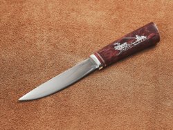 Якутский нож "Амга", сталь Х12МФ, рукоять гранатовая стабилизированная карельская береза / рисунок