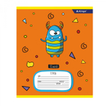 Тетрадь 12л., линия, Alingar, скрепка, блок офсет, 100% белизна, мелованный картон (стандарт), "Весёлые монстрики"