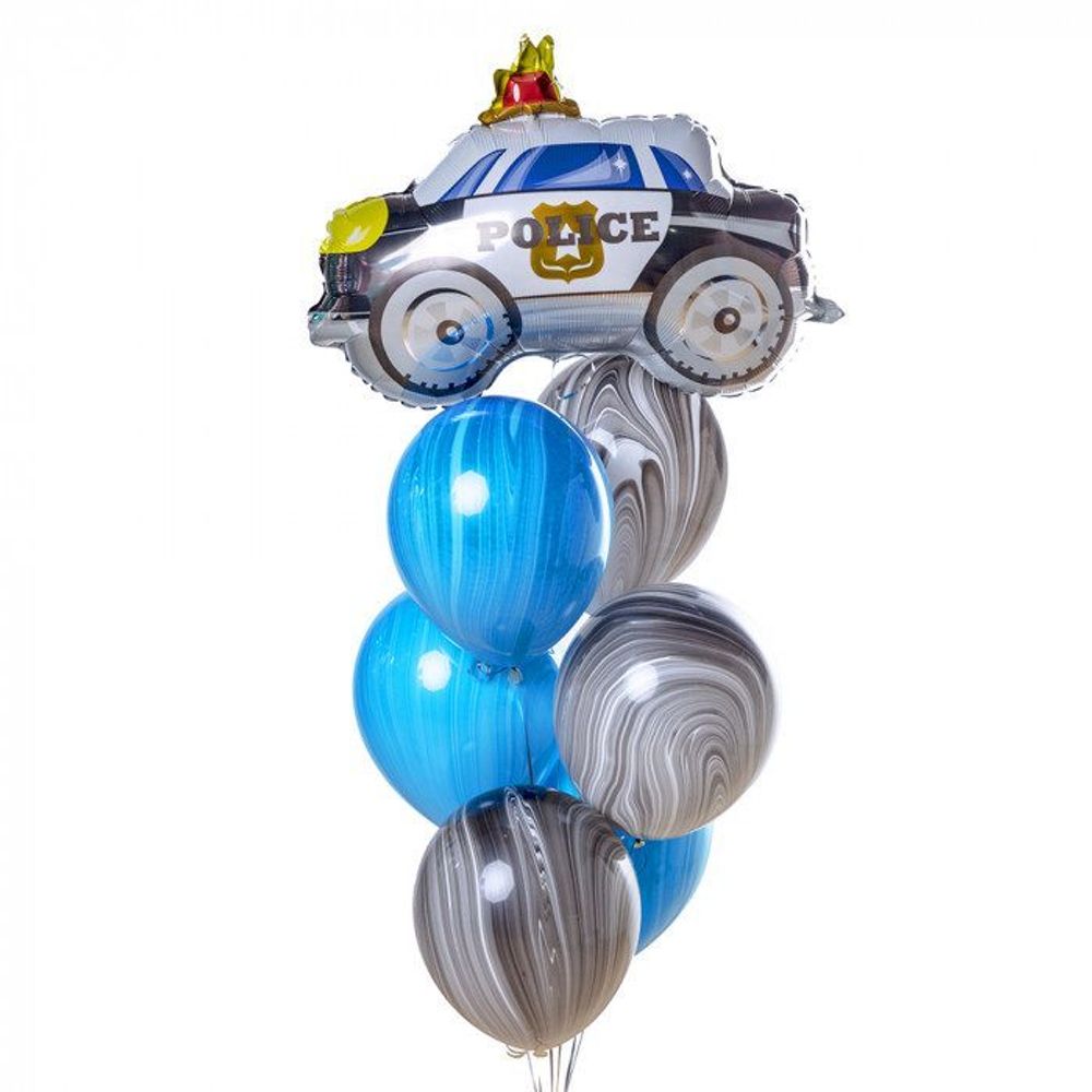 Набор шариков с гелием с полицейской машиной в подарок мальчику