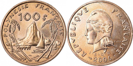 Французская Полинезия 100 франков, 1976 - 2005 Свобода XF