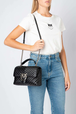 LADY LOVE BAG PUFF CHEVRON - black-old silver