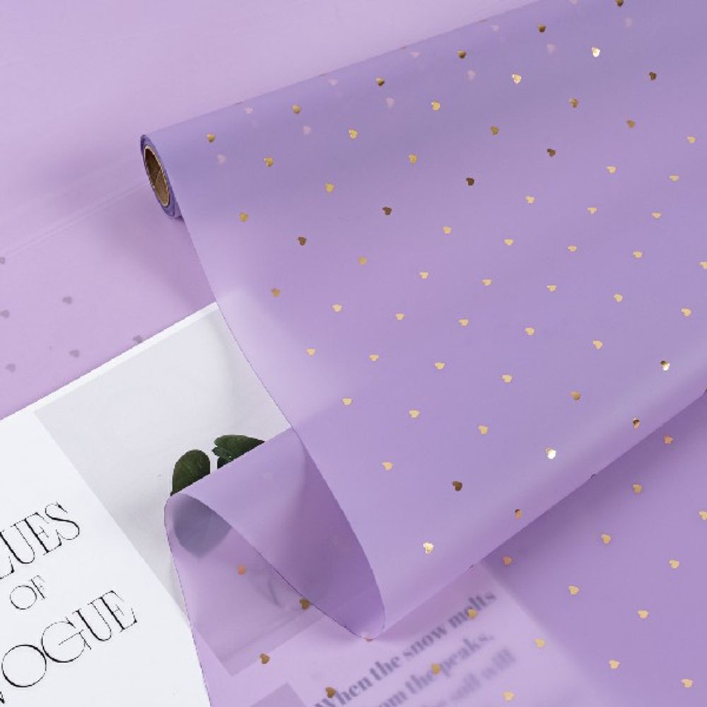 Пленка матовая "Любовный узор" 57см*10м Сиреневая