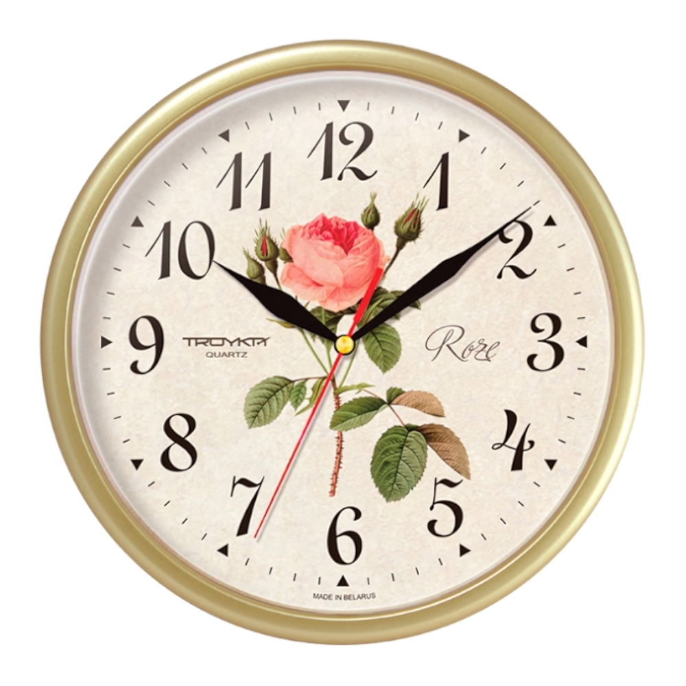 Часы настенные, модель 09, D 225 мм, стекло пластик, пластиковый обод, цвет-золото